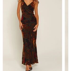 Rare London Multicolor Velvet Maxi Dress